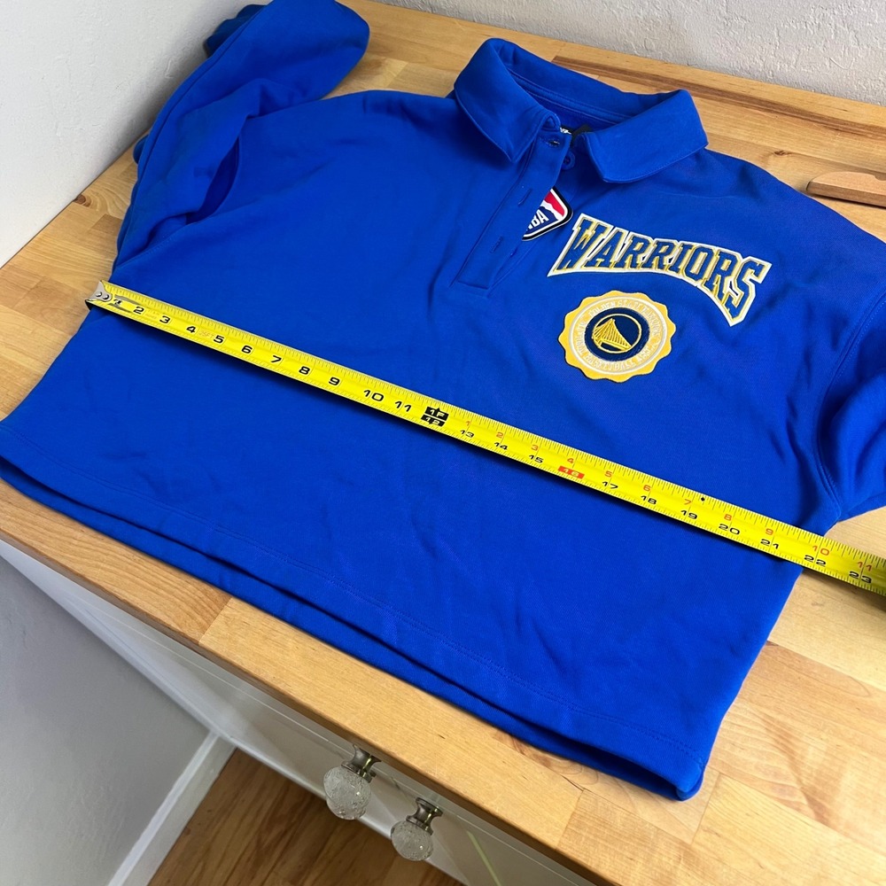 Golden State Warriors Pro Standard NBA Cropped Polo Sweatshirt Women Size S Blue - Picture 7 of 8